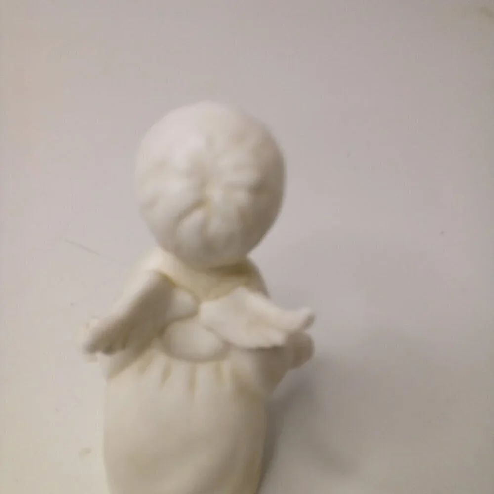 Schmid Bros Kissing Angel White Porcelain Nativity Figurine Vintage 1950s